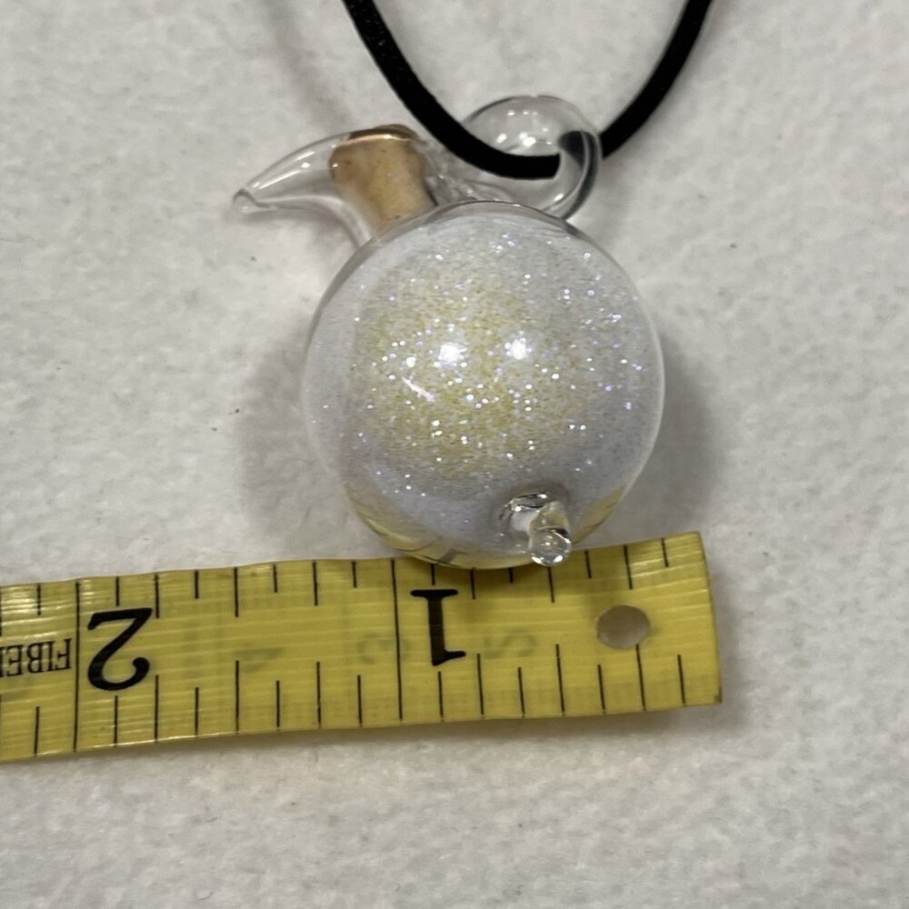 Glass Vial Necklace with Cork Stopper Iridescent Glitter Orb on Black Cord - Picture 8 of 9